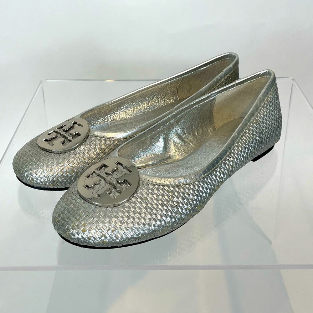 SILVER TORY BURCH BALLET FLATS